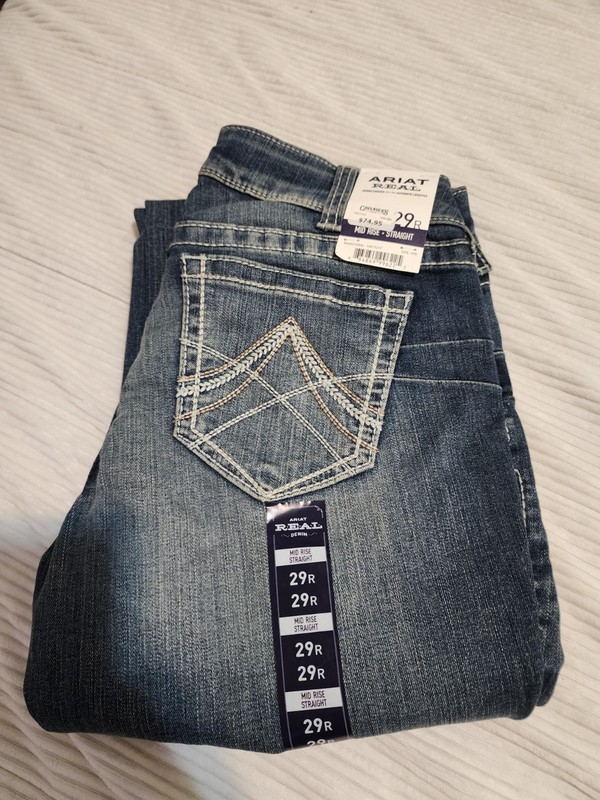 Ariat Women's Jeans Real Mid Rise Straight Stretch Rainstorm Blue 10017217