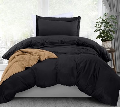Utopia Bedding Twin Duvet Cover Set 2 Piece Black Brushed Microfiber New