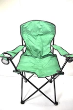 Outdoor Lawn Chair w 2 Cup Holders Green/Black w Carry Bag Storage BRANDED