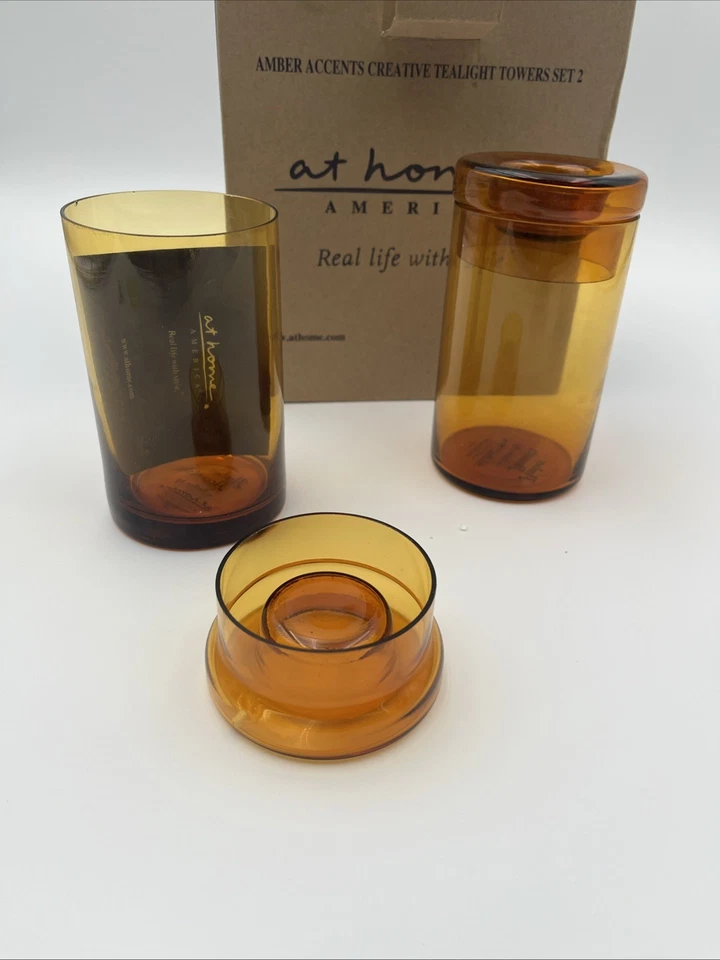 Amber Accents Creative Tealight Towers Set of 2 by "At Home America" - Image 2 of 4