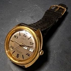 1979 Timex Viscount Automatic Day Date Gold Tone Mens 39mm Vintage Watch RUNS