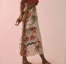 FARM RIO X Anthropologie Satin Slip MIDI Skirt Sz Medium Bin 25