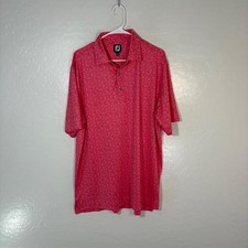 FootJoy Polo Shirt Mens Large Pink Floral Print Golf Performance Stretch Tech