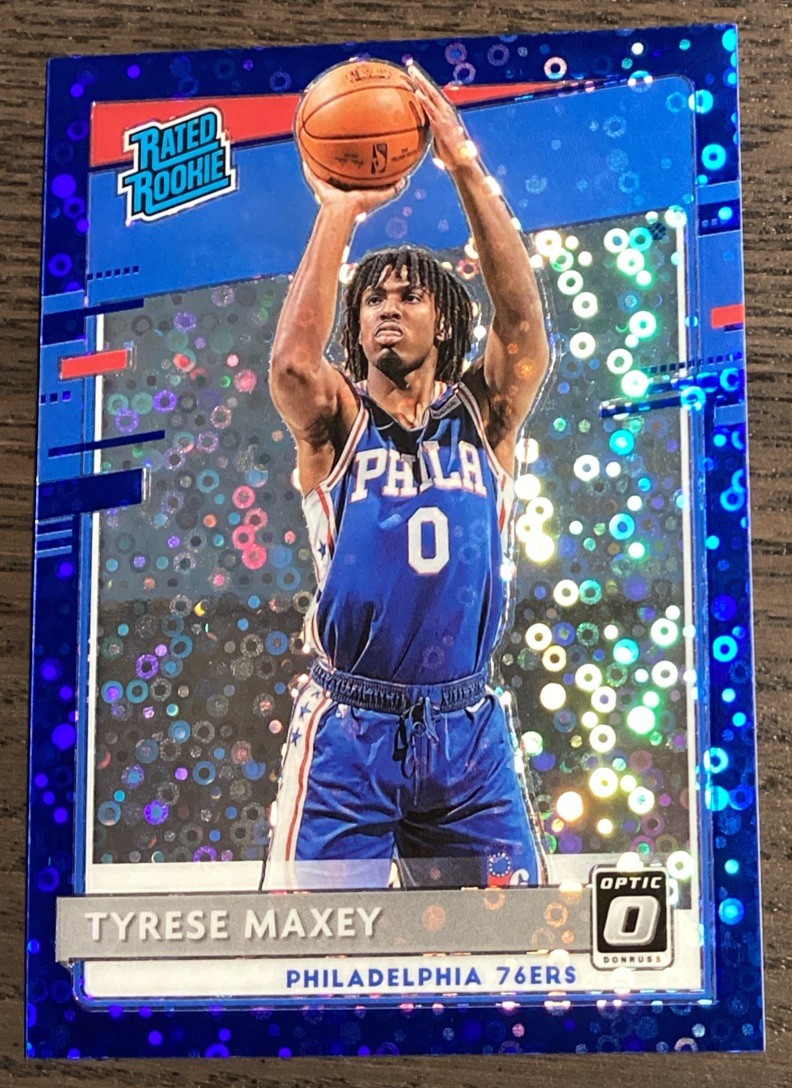 2020  Donruss Optic - Rated Rookie Tyrese Maxey Blue Fast Break Prizm /50 76ers!