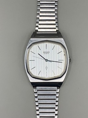 Vintage Seiko Quartz 7830-5060 TV Case Textured Dial Stainless Steel Japan 1980s