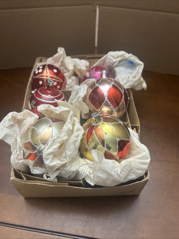 6 Nice Vintage Slovakia Poland Mercury Glass Christmas Tree Ornaments Fantasia