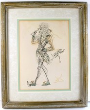 SALVADOR DALI VINTAGE LITHOGRAPH PLATE SIGNED Gentleman with Opera Glasses