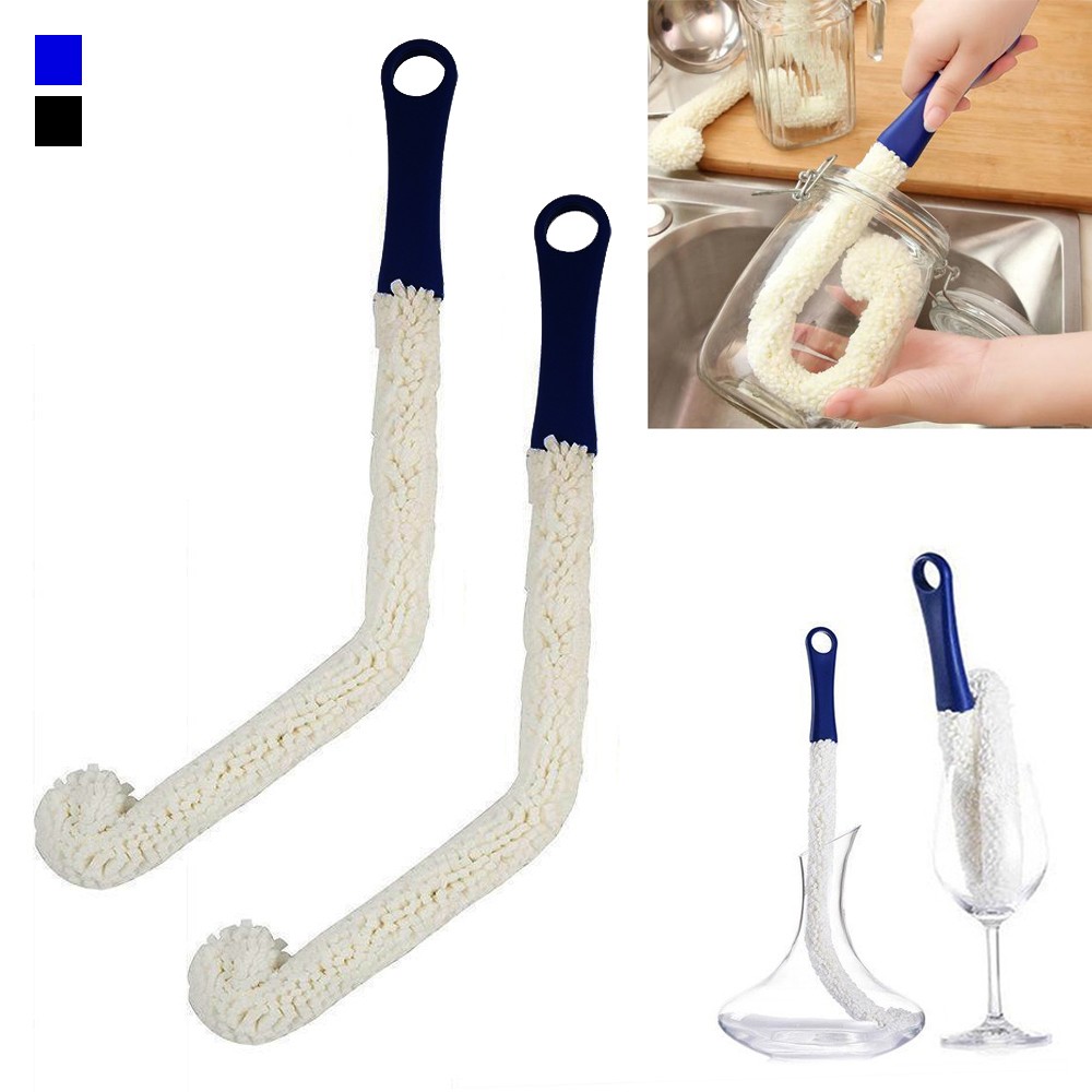 2PC Bottle Cleaning Brush Set Flexible Scourer Cup Multi-Fun