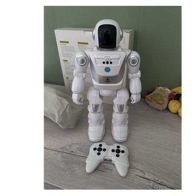 TECH Humanoider Roboter mit Fernbedienung & CAT Bulldozer Raupe weiß gelb Set