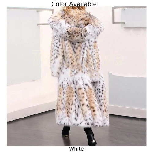 Mujeres Invierno Nuevo Abrigo de Piel Mediano Largo Imitación Piel de Zorro Abrigo de Leopardo Con Capucha Nuevo - Imagen 5 de 12
