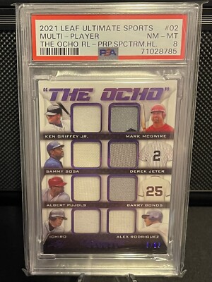 The Ocho 2021 Leaf Purple Game Used - 8 MLB GREATS - Jeter Griffey Bonds, More!