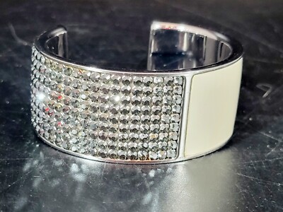 Swarovski Wide Intervalle Bangle Silver 1036792 Size Medium 6x5 cm