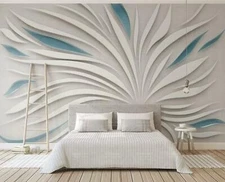 3D Relief White Leaf Self-adhesive Removable Wallpaper Murals Wall 324