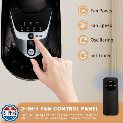 Wall Mount Fan with Remote, 3-speed Wall Oscillating Quiet Fan with 5 Blades, - Picture 5 of 5