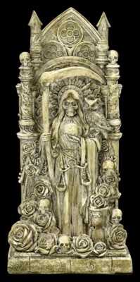Deko Figur - Sensenmann Santa Muerte - DoD Reaper Fantasy Buchstütze H  22,5 cm