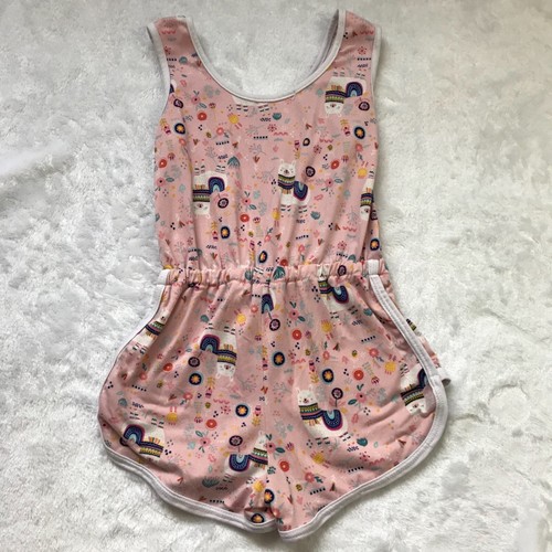Shosho Pink Floral Llama Print Sleeveless Romper Girls Size 5 Lightweight Shorts - Picture 8 of 8