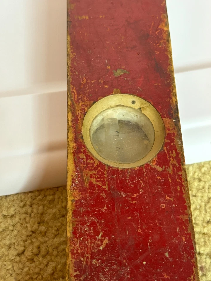 Antique USA Union Made Port Austion Carpenter's Level Double Bubble Red Wooden - Image 4 of 4