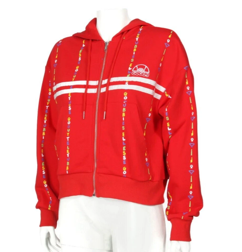 GoGuy x Teletubbie x Ellesse красный Kidcore Po трек куртка молнии толстовка с капюшоном sz S /975 - Изображение 2 из 4
