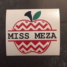 3 inch Chevron Apple Teacher Gift Monogram Decal for YETI RTIC Corkcicle Tumbler