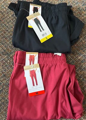 Mondetta Women Cargo Pocket Straight Leg Pants, Tibetan Red M & BLACK S 1732082