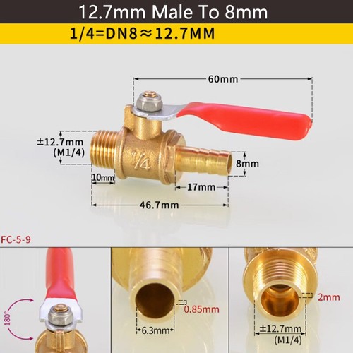 Brass Lever Ball Valve Male Female Thread Shut-off Tap Switch 6/8/9.5/10-16.5mm - Picture 20 of 33