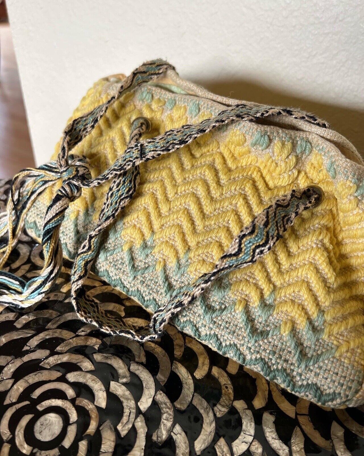 Vintage handmade bag from homespun yarn 1949 - image 1
