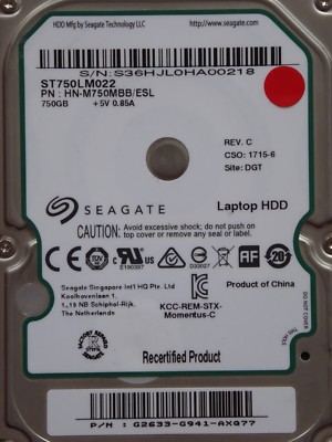Seagate ST750LM022 HN-M750MBB /ESL | P/N: G2633-G941-AXQ77 | REV.C | 750GB