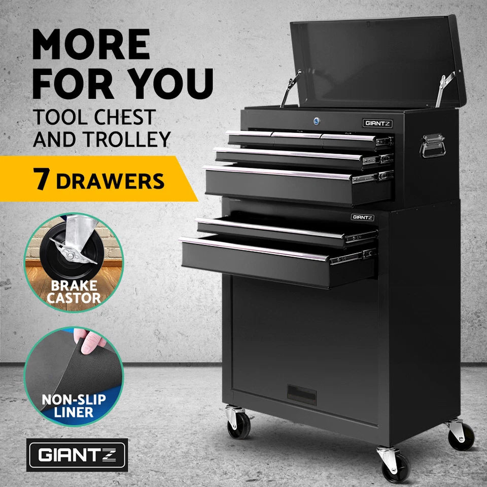 Giantz 7 Drawers Tool Box Chest Cabinet Trolley Garage Toolbox Set Storage Boxes