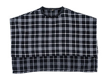 R COLLECTION Poncho Damen Kariert glencheck Strick Schwarz-weiß Wollmix Überhang