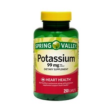 Spring Valley Heart Health Potassium Caplets Dietary Supplement, 99 mg 250 Count