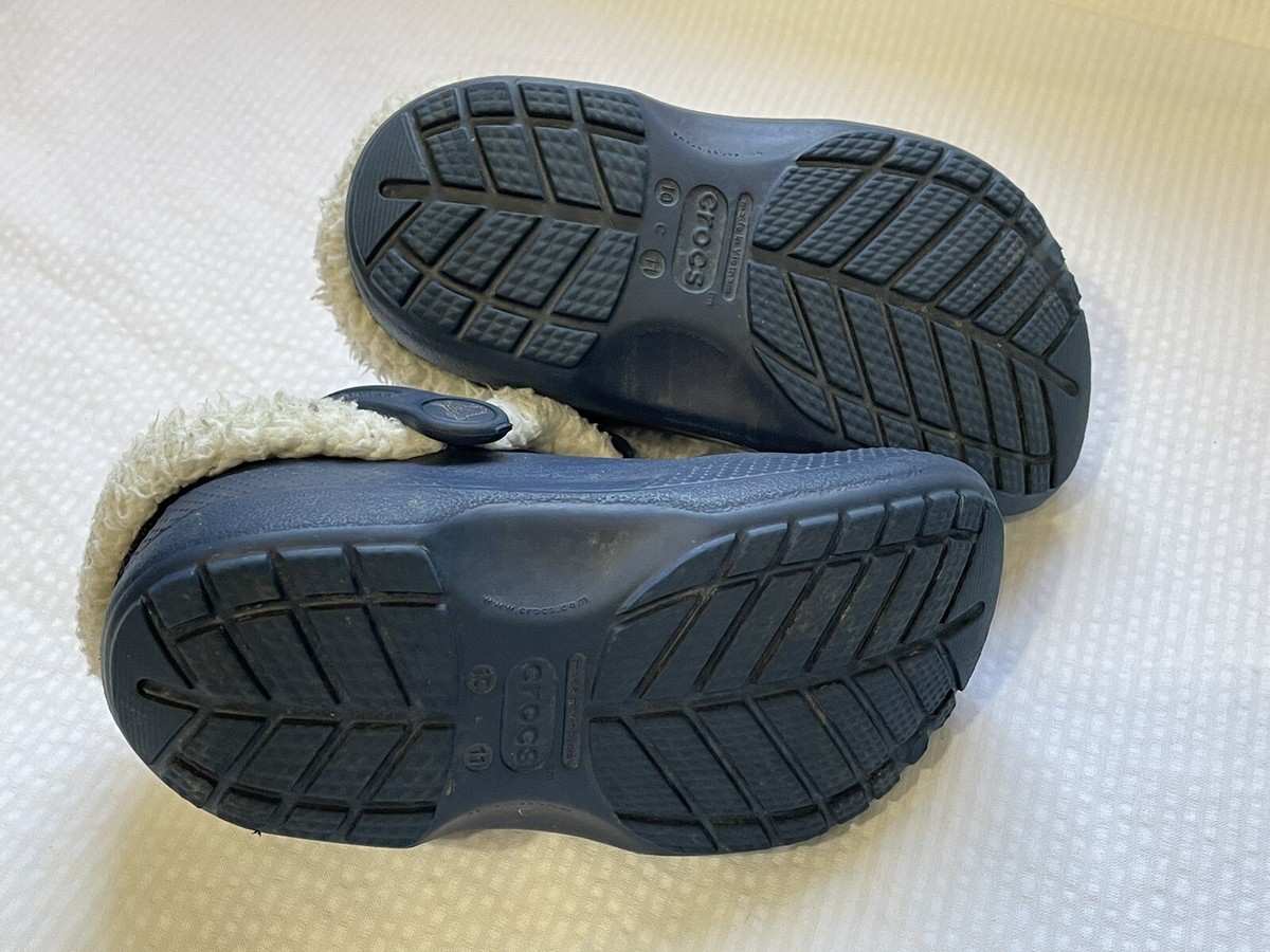 MENS 11 Rare Crocs Blitzen Clogs Navy Blue Fleece Lined Slip-On Slippers Shoes Inoli Brand Womens Blue Crocs Summer Winter Sheepskin  main image 4