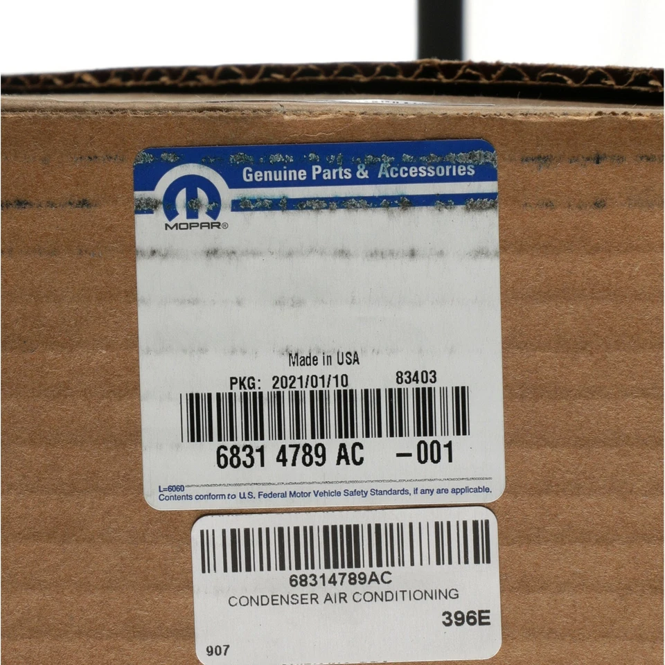 18-22 WRANGLER GLADIATOR A/C AIR CONDITIONING CONDENSER OEM MOPAR 68314789AC - Image 4 of 4