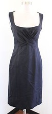 NWT New Elie Tahari Silk Black Satiny Square Neck Sheath Dress Size 2 Sleeveless