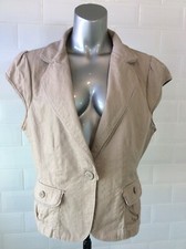 Size 16 Beige Cap Sleeve Cotton Waistcoat / Jacket Goth Steampunk Whitby Summer