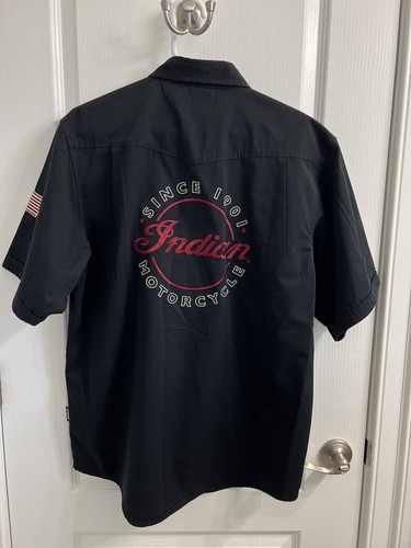 GENUINE INDIAN MOTORCYCLE BRAND MEN'S CASUAL SHOP SHIRT BLACK NEW SCOUT CHIEF L - Picture 2 of 5