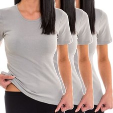 HERMKO 1800 3er Pack Damen kurzarm Unterhemd ...