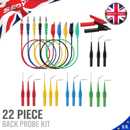 22PC Digital Multimeter Probe Test Lead Kit Cable Alligator Clip Needle