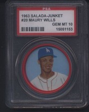 1963 Salada-Junket #20 Maury Wills Dodgers PSA 10 pop 8