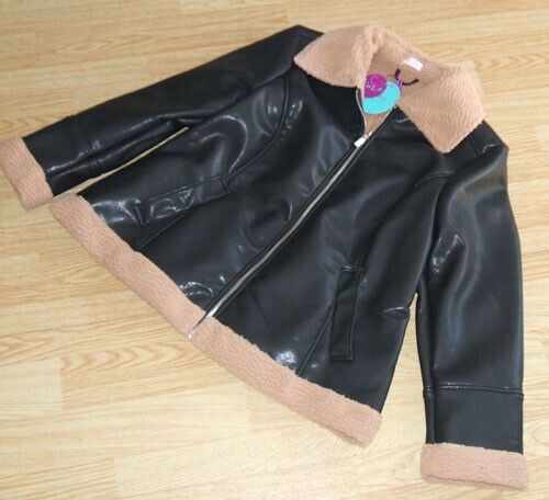NEU - Curvy me - Modische Fake Leder mit Webpelz Jacke Mantel 48 - Bild 1 von 2