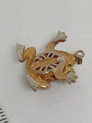 Vintage Anhänger goldfarben Gitter Edelstein grün Strass Auge Tropfen - Bild 7 von 7
