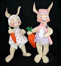 Vintage Large Annalee Easter Bunny Rabbits 22+ inches Standing 1975-1981