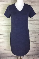 32 Degrees Cool Women T-Shirt Dress Size S Blue Knit V-Neck Short Sleeve Stretch