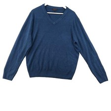 Dockers Luxury Designer Blue Acrylic V-Neck Knit Jumper Men Size UK XL