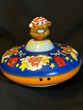 Vintage 70  s OHIO ART SLEEPY TEDDY TOP Tin Litho Sleepy Bear Spinning Top Toy