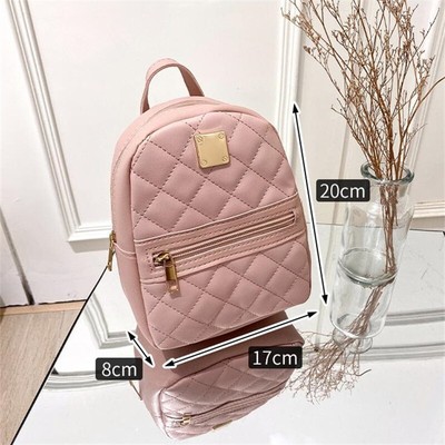 Women Backpack Multifunction Leather Crossbody Bag Pink