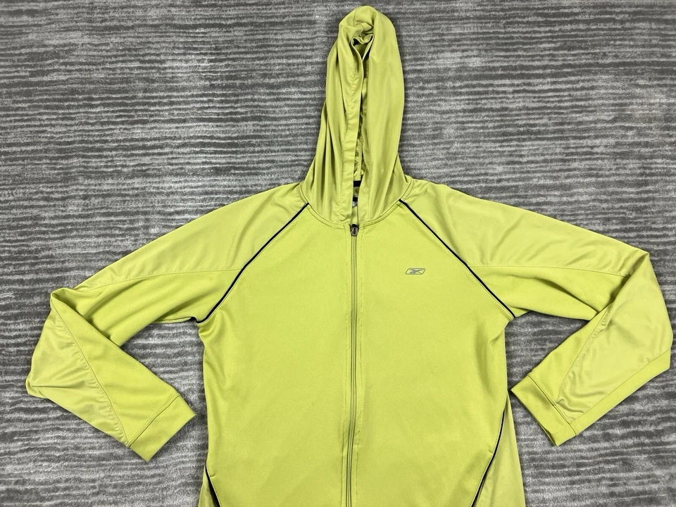 Reebok Hoodie Womens Large Green Activewear Longsleeve Full Zip Hooded Play Dry - Image 2 of 4