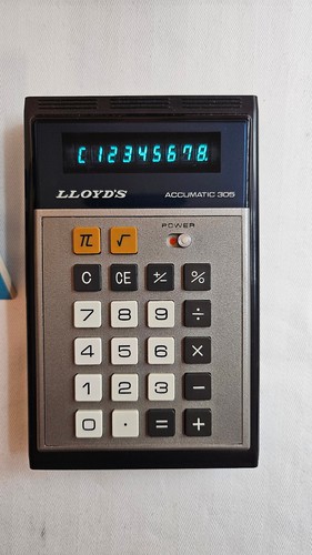 LLOYD'S ACCUMATIC 305 vintage Taschenrechner 1975 VFD Röhrenanzeige Funkt.! Box - Afbeelding 8 van 10