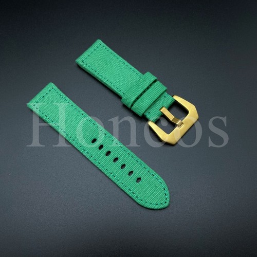 24MM Green Canvas Nylon Watch Band Strap Fits For Panerai PAM Sub Luminor Gold - Picture 3 of 5
