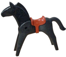 PLAYMOBIL ANTIKE FIGUR SCHWARZES PFERD BRAUNES REITTIER 1. EPOCHE WEST BAUERNHOF