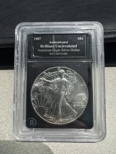 1987 1 oz Silver American Eagle (Brilliant Uncirculated) Bradford Exchange Slab
